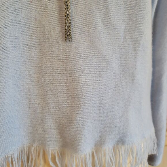 Griffen 100% Fringed Cashmere Baby Blue Knit Sweater Women's Size S Small - Picture 2 of 6